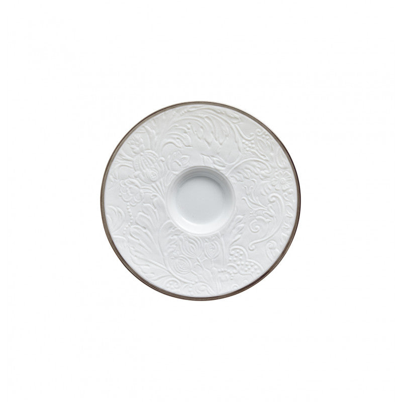 Coffee cup and saucer - White with platine rim | Italian Renaissance