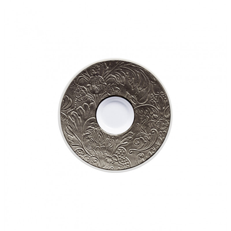 Coffee / Expresso or moka saucer 12.8 cm platine with platine rim | Italian Renaissance Platine