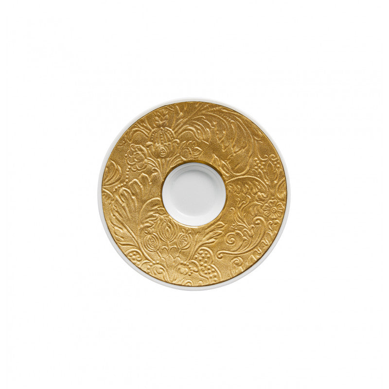 Coffee / Expresso or moka saucer 12.8 cm gold with gold rim | Italian Renaissance Or