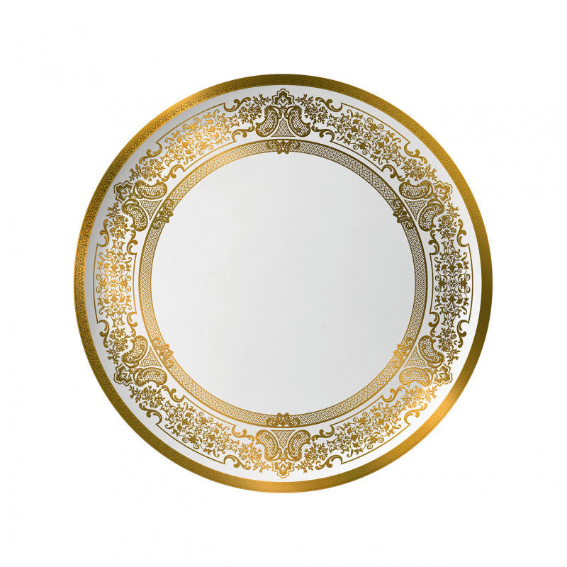 Flat cake serving plate 31 cm white with gold rim | Marignan