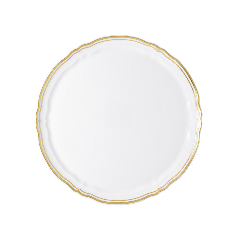 Flat cake serving plate 31 cm white with gold rim | Polka Or