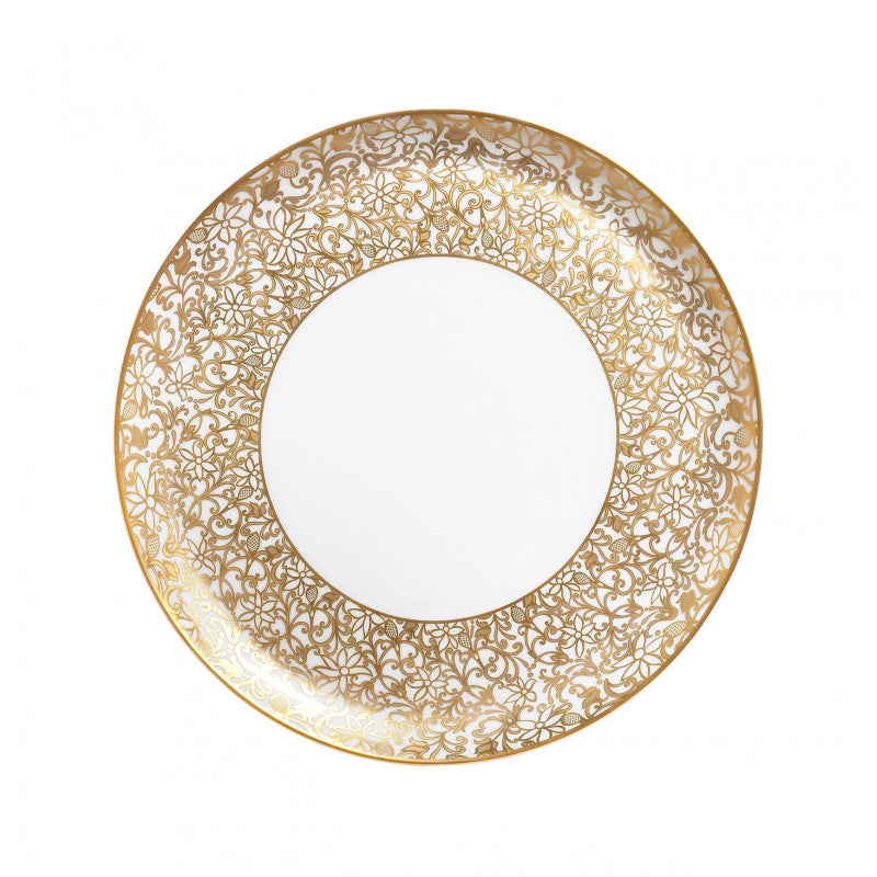 Flat cake serving plate 31 cm white with gold rim | Salamanque Or