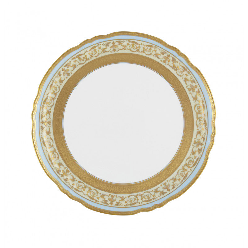 Flat cake serving plate 31 cm blue with gold rim | Shéhérazade