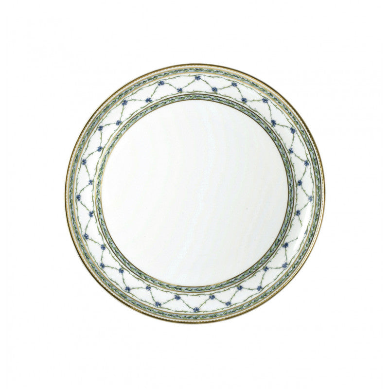 Flat cake serving plate 31 cm green/blue with gold rim | Allée Du Roy