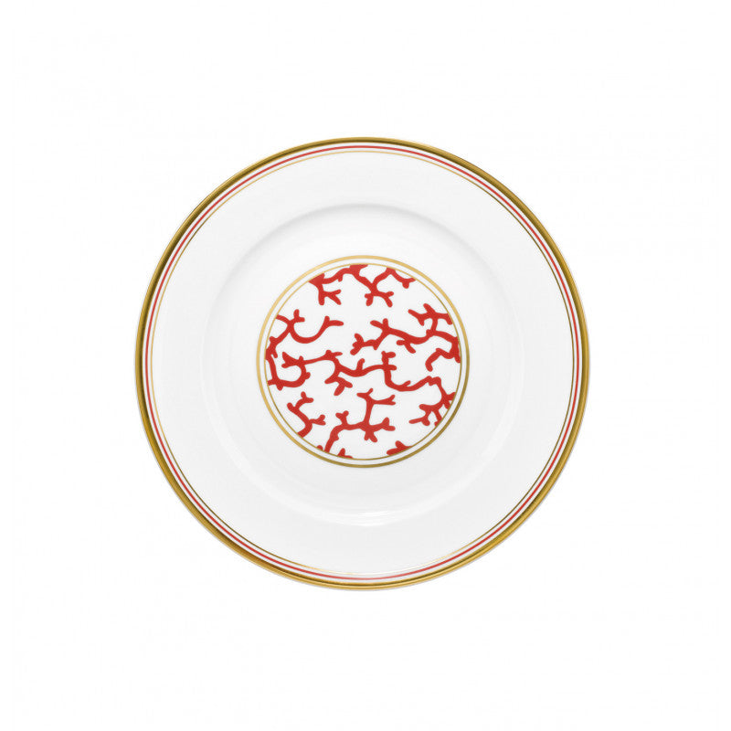 Flat chop plate 29.5 cm red with gold rim | Cristobal Rouge