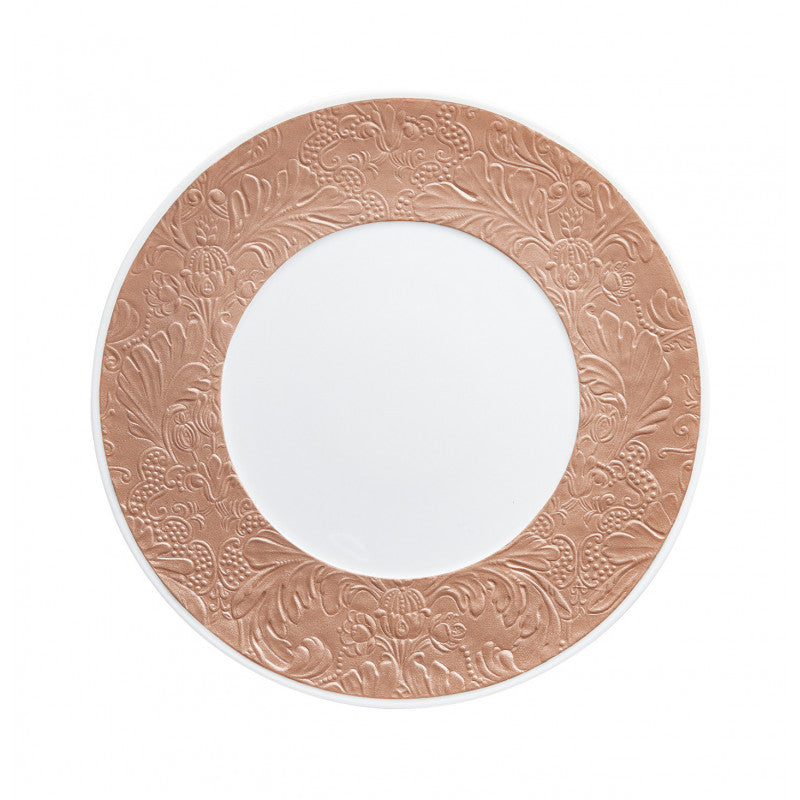 Coupe plate flat with engraved rim 24 cm rose gold | Italian Renaissance