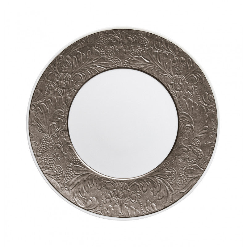 Coupe plate flat with engraved rim 24 cm platine with platine rim | Italian Renaissance Platine