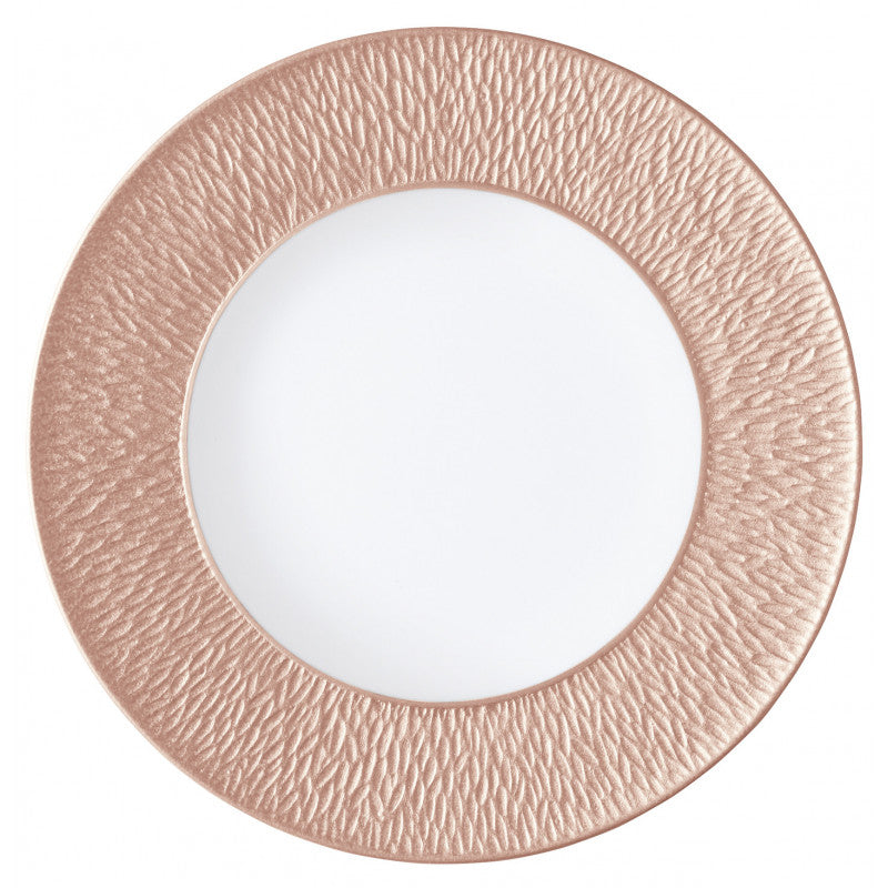 Coupe plate flat with engraved rim 22 cm rose gold | Minéral Irisé