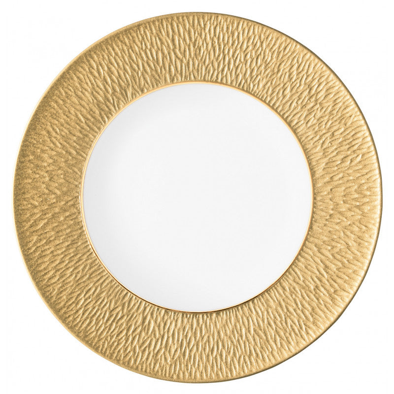 Coupe plate flat with engraved rim 32 cm gold with gold rim | Minéral Or