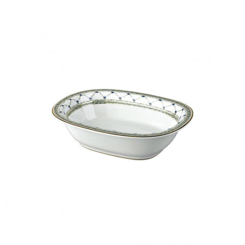 Open vegetable dish 24 cm green/blue with gold rim | Allée Du Roy