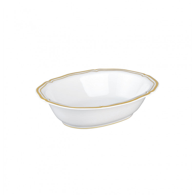 Open vegetable dish 25 cm white with gold rim | Polka Or