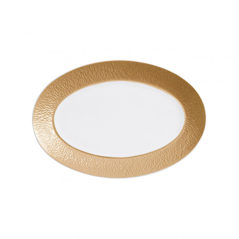 Oval platter 30 cm gold with gold rim | Minéral Or