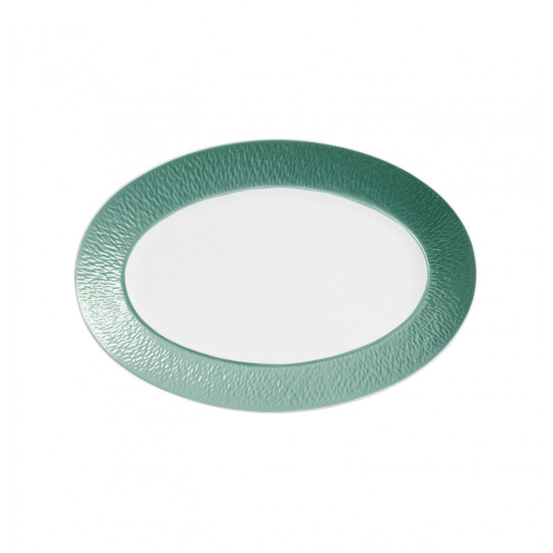 Oval platter 30 cm turquoise | Minéral Irisé