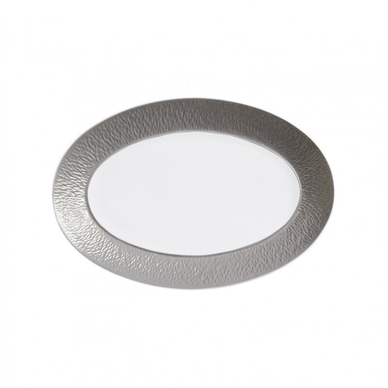 Oval platter 30 cm grey I | Minéral Irisé