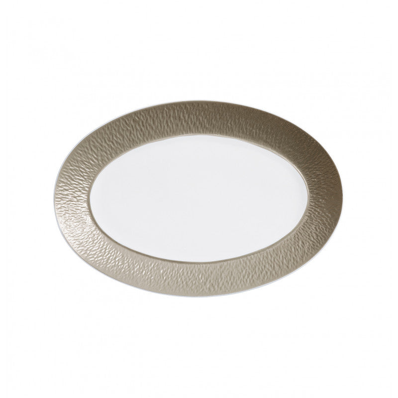 Oval platter 30 cm grey II | Minéral Irisé