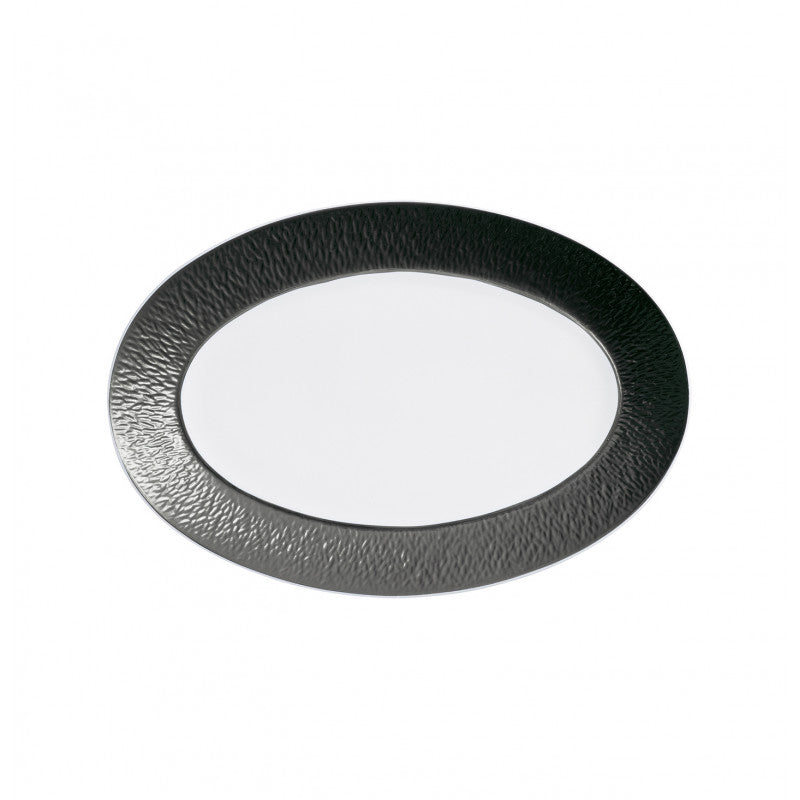 Oval platter 30 cm black | Minéral Irisé