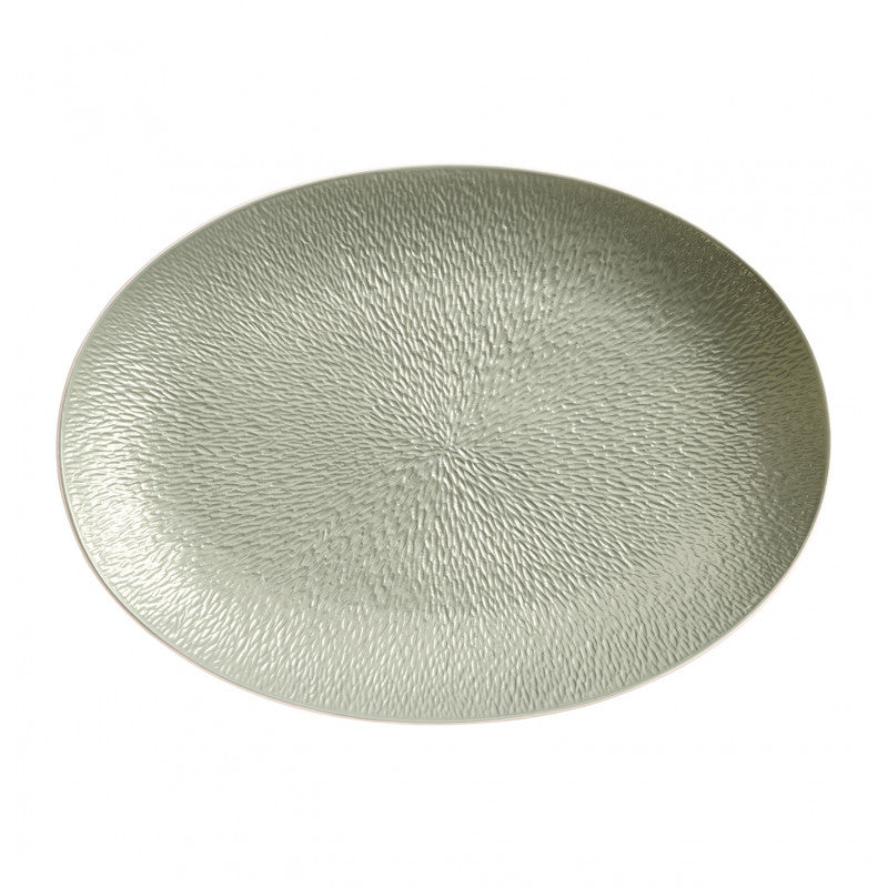Oval platter 36 cm green | Minéral Irisé