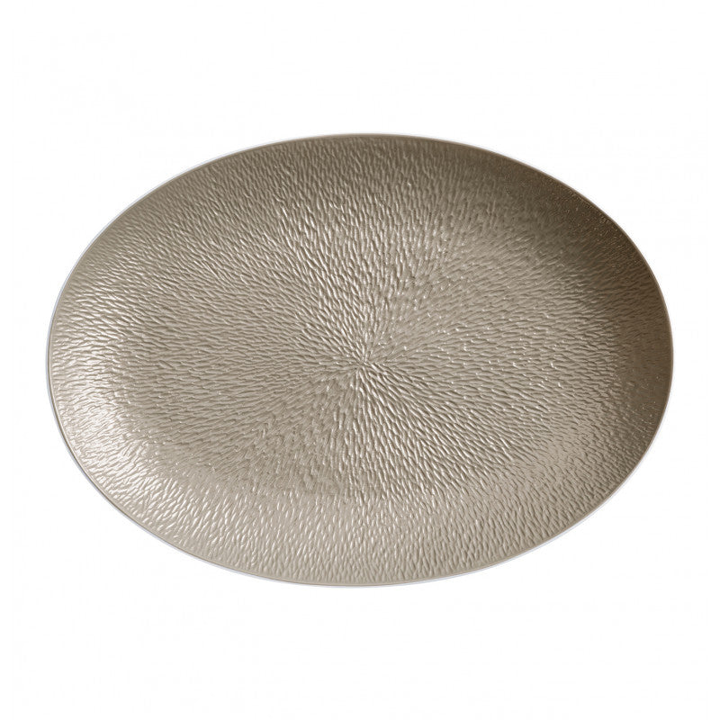 Oval platter 36 cm grey II | Minéral Irisé