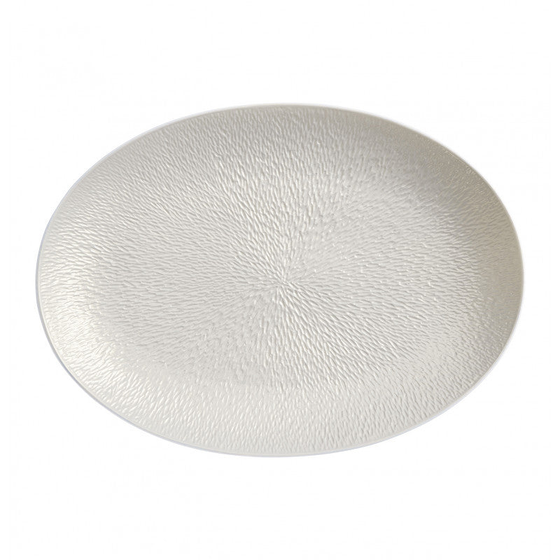 Oval platter 36 cm grey III | Minéral Irisé