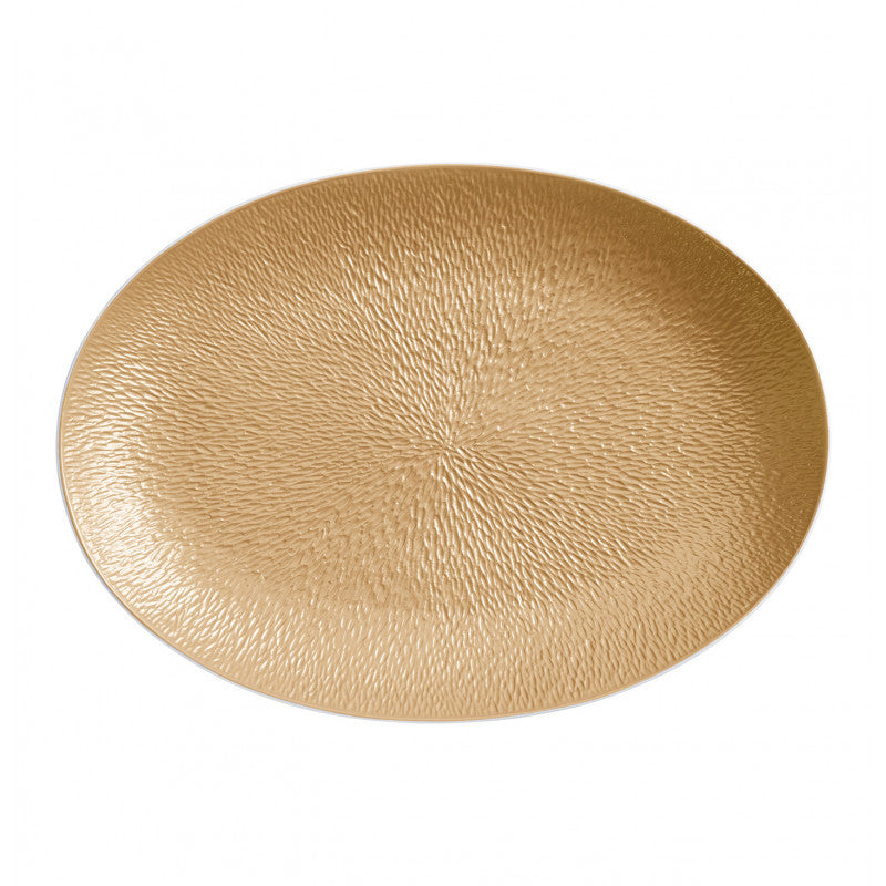 Oval platter 36 cm gold with gold rim | Minéral Or