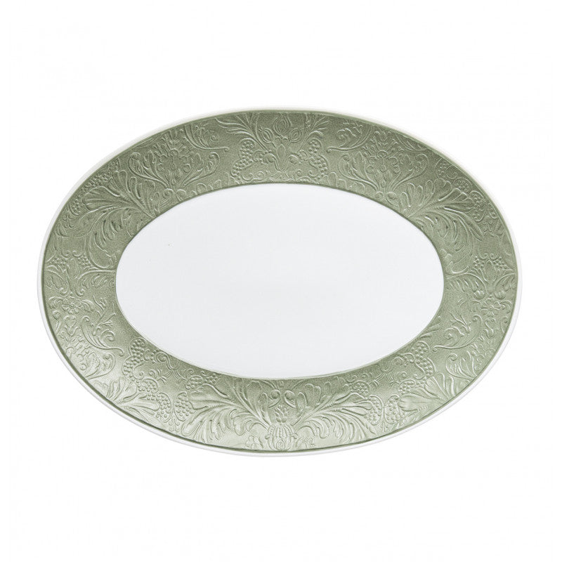 Oval platter 36 cm green | Italian Renaissance