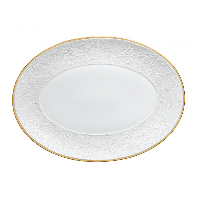 Oval platter 36 cm white with gold rim | Italian Renaissance