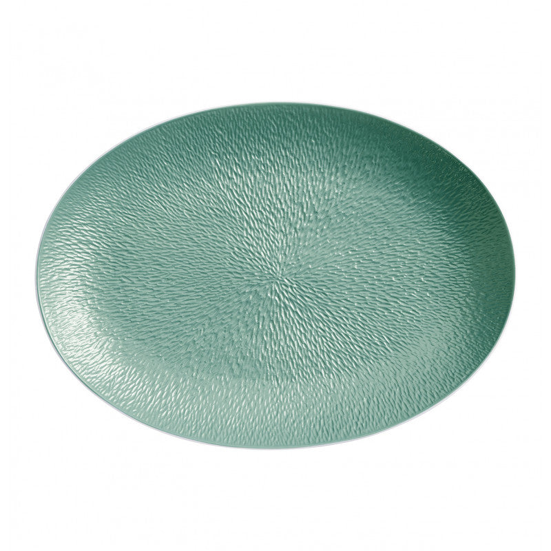 Oval platter 36 cm turquoise | Minéral Irisé