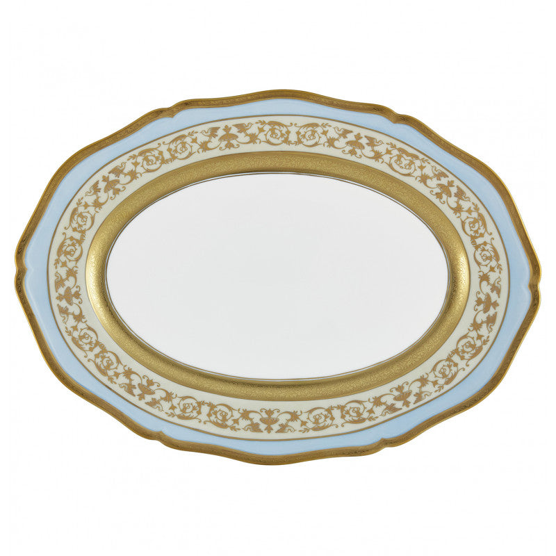 Oval platter 39 cm blue with gold rim | Shéhérazade