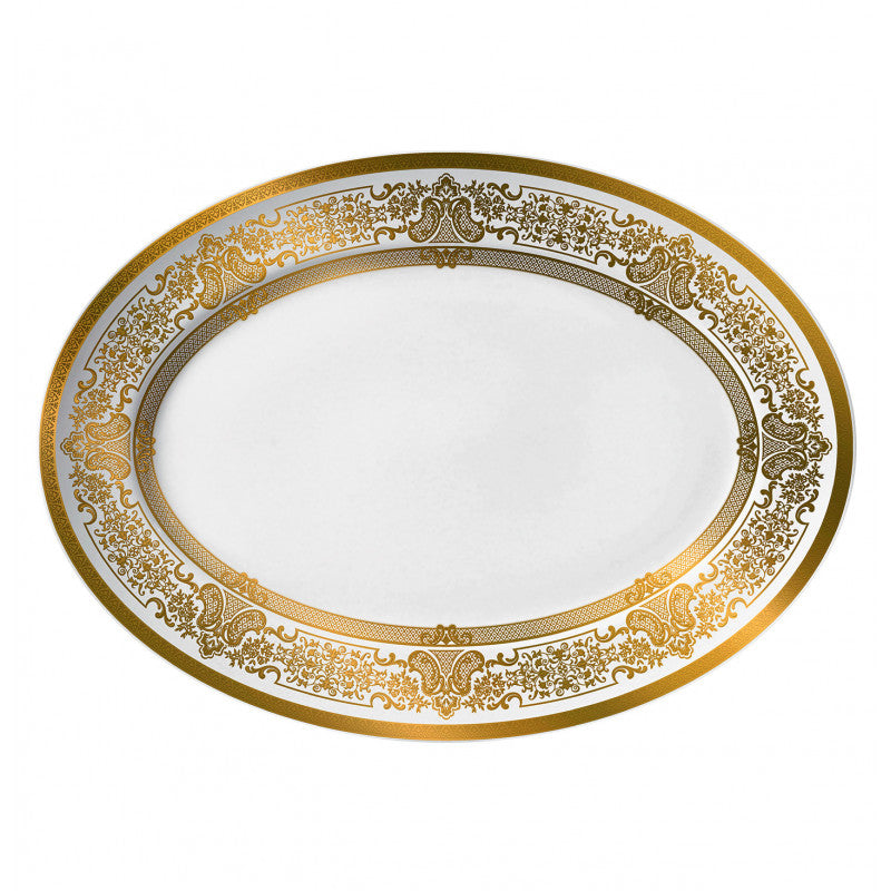 Oval platter 41 cm white with gold rim | Marignan