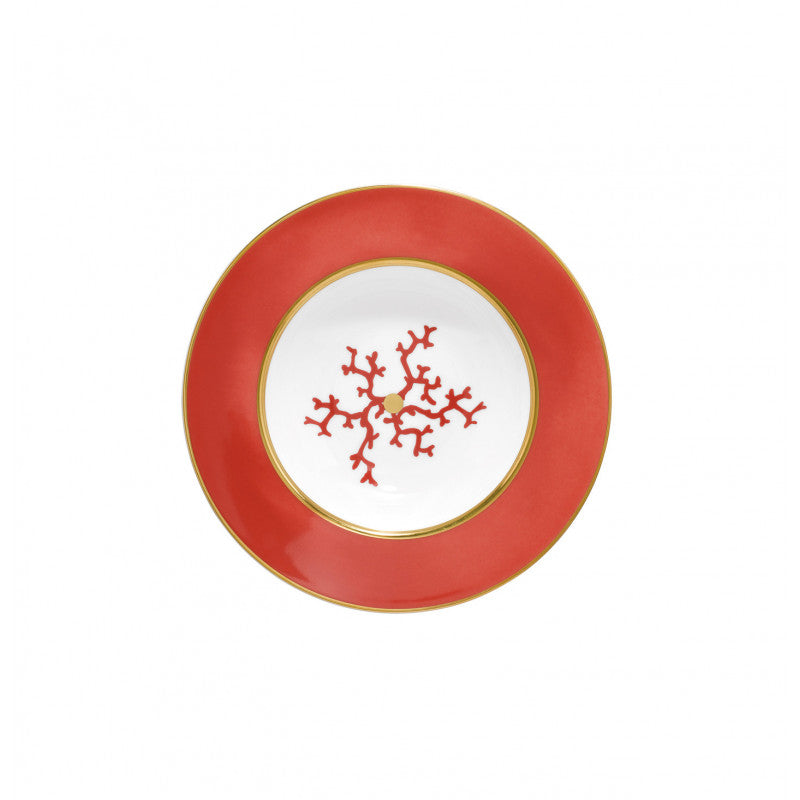Rim plate deep 21 cm red with gold rim | Cristobal Rouge