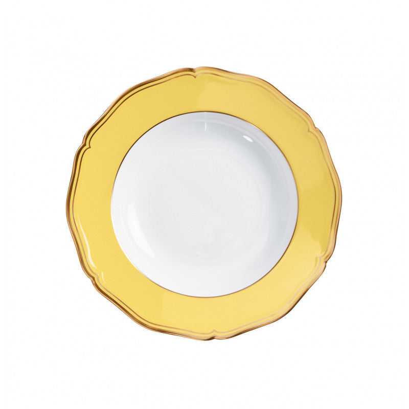 Rim plate deep 23 cm yellow with gold rim | Mazurka