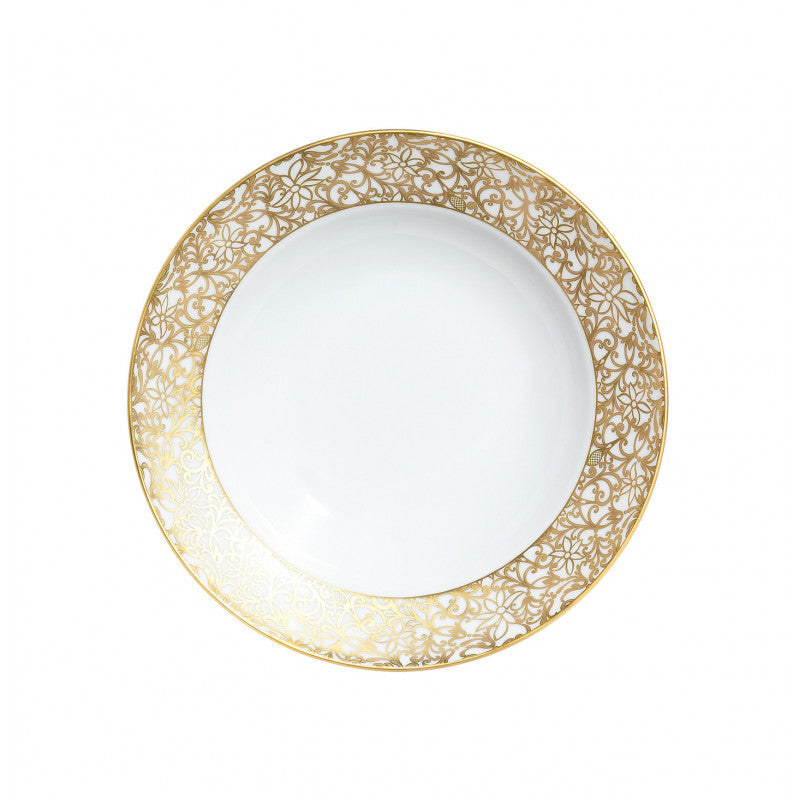 Rim plate deep 23 cm white with gold rim | Salamanque Or