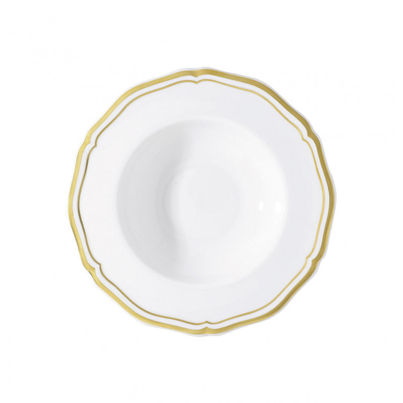 Rim plate deep 23 cm white with gold rim | Polka Or