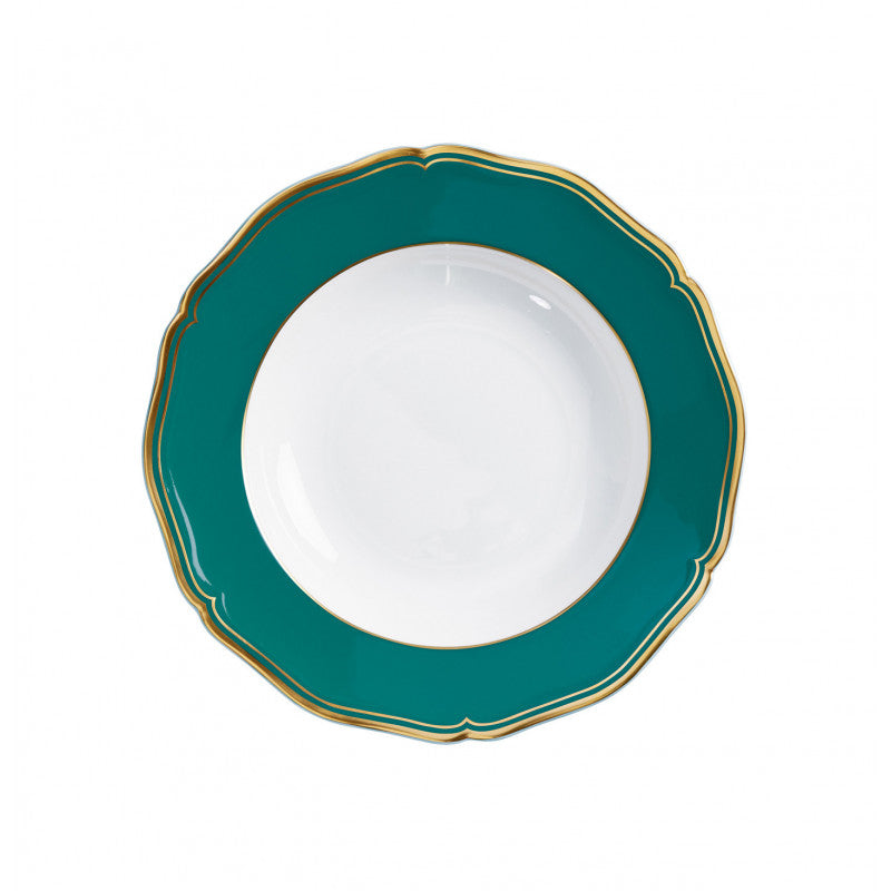 Rim plate deep 23 cm turquoise with gold rim | Mazurka