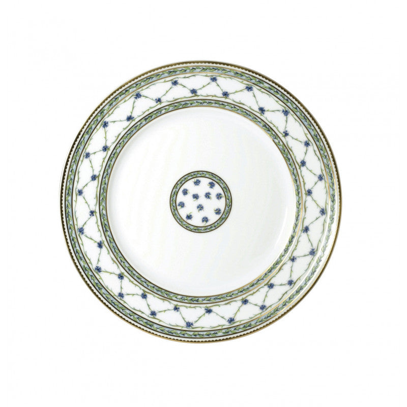 Rim plate flat 27 cm green/blue with gold rim | Allée Du Roy