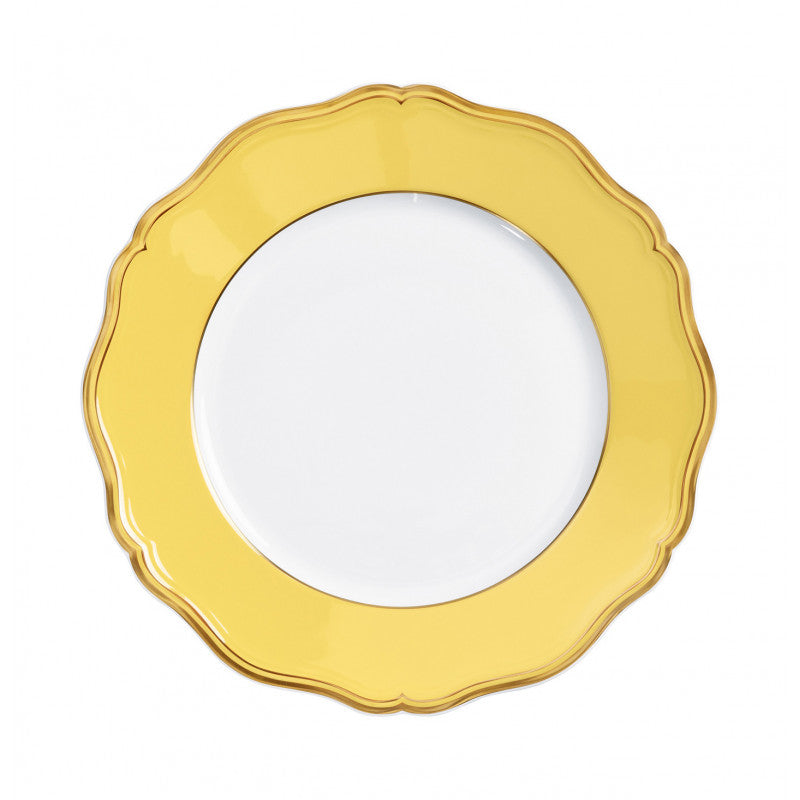 Rim plate flat 27 cm yellow with gold rim | Mazurka