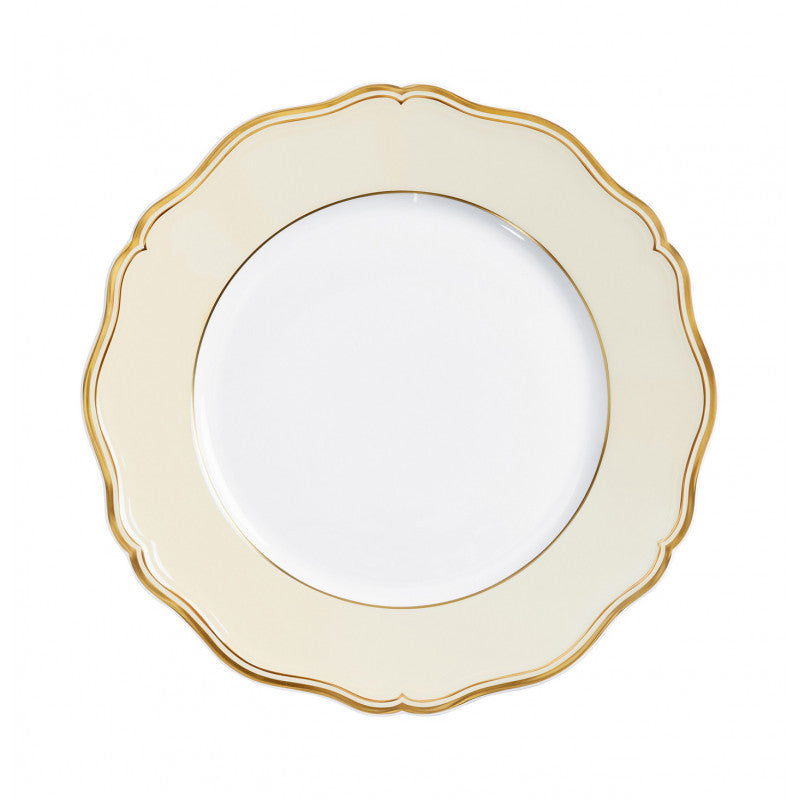 Rim plate flat 27 cm ivory with gold rim | Mazurka