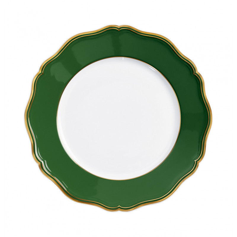 Rim plate flat 27 cm green with gold rim | Mazurka