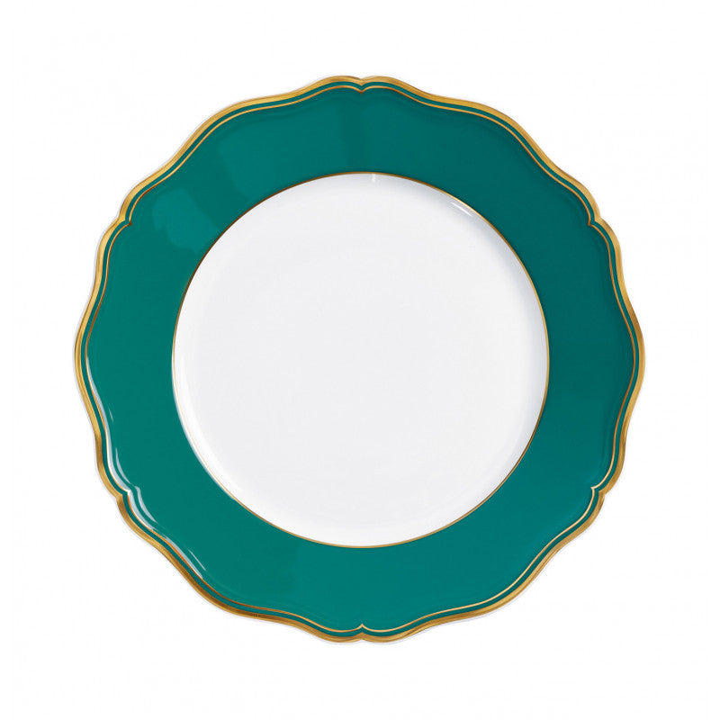 Rim plate flat 27 cm turquoise with gold rim | Mazurka
