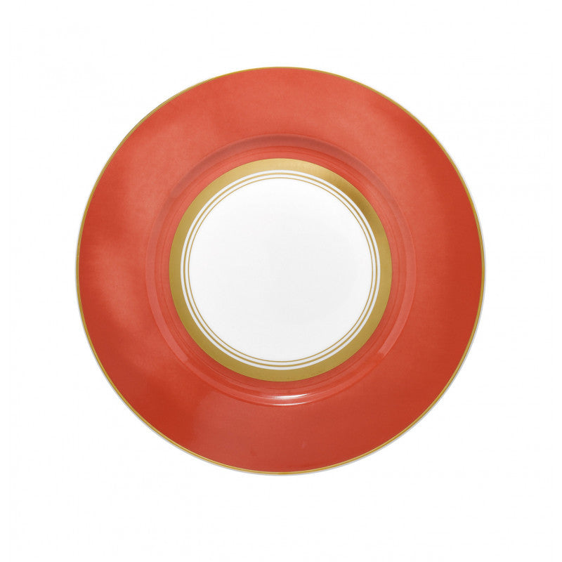 Rim plate flat 27 cm red with gold rim II | Cristobal Rouge