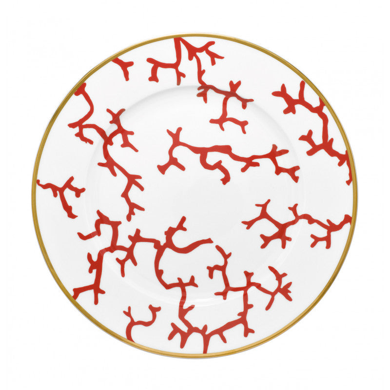 Rim plate flat 27 cm red with gold rim III | Cristobal Rouge