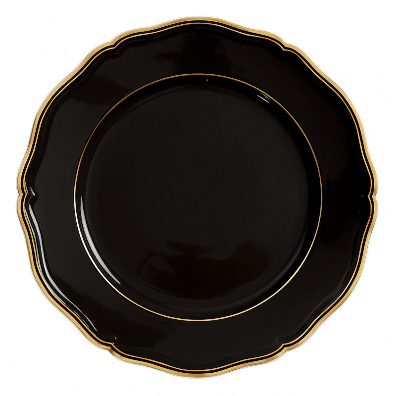 Rim plate flat 31 cm black with gold rim | Mazurka