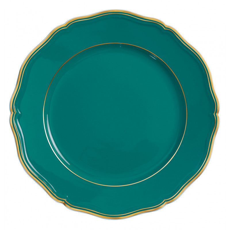 Rim plate flat 31 cm turquoise with gold rim | Mazurka
