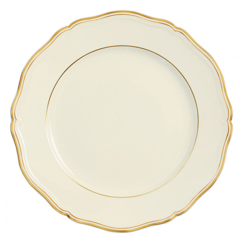 Rim plate flat 31 cm ivory with gold rim | Mazurka