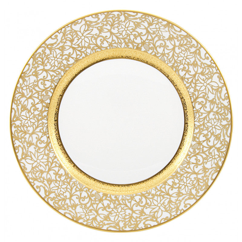 Rim plate flat 31 cm white with gold rim | Tolède Or