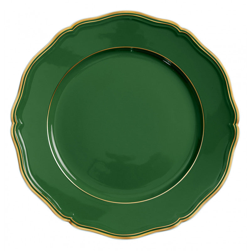 Rim plate flat 31 cm green with gold rim | Mazurka