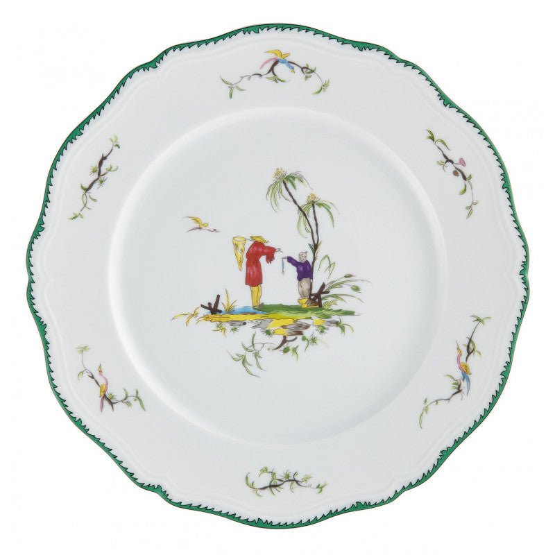 Rim plate flat 22 cm green/pink I | Longjiang