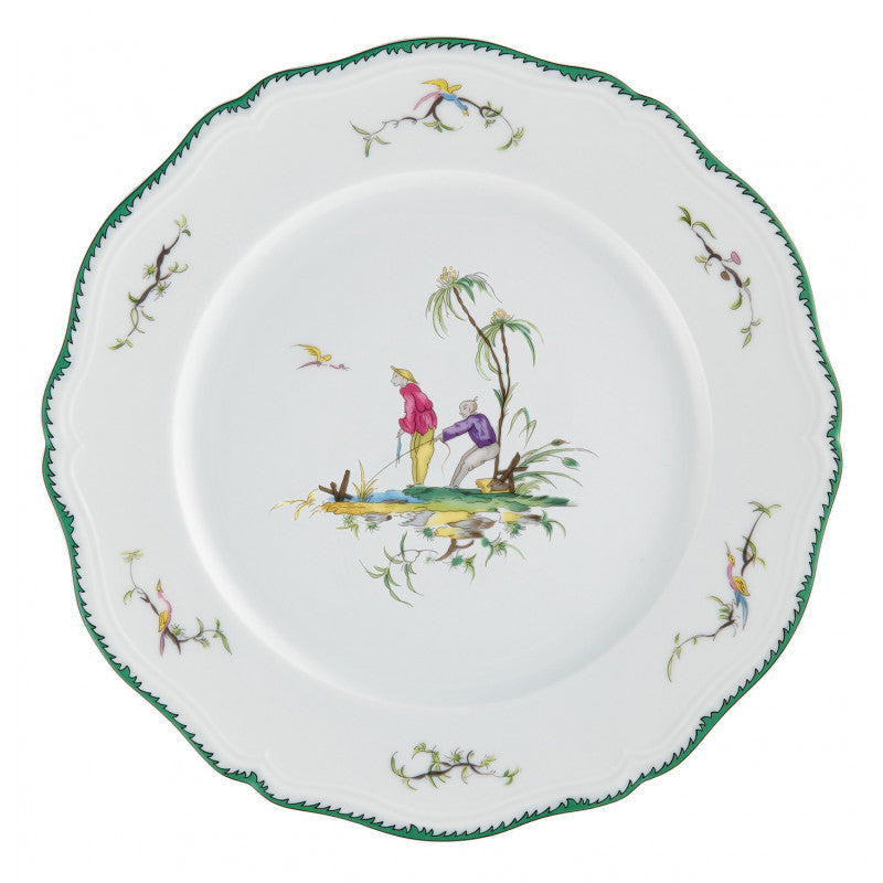 Rim plate flat 31 cm green/pink II | Longjiang