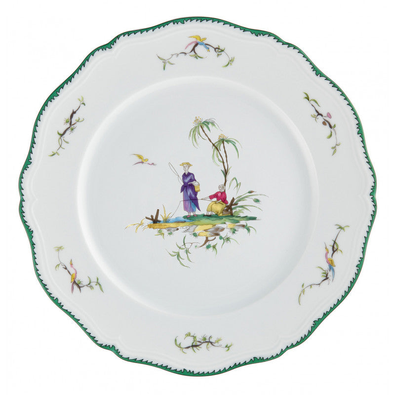 Rim plate flat 22 cm green/pink III | Longjiang