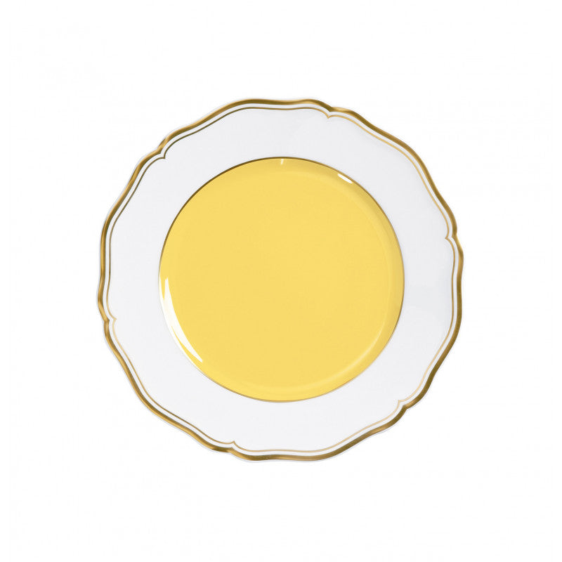 Rim plate flat 22 cm yellow with gold rim | Mazurka
